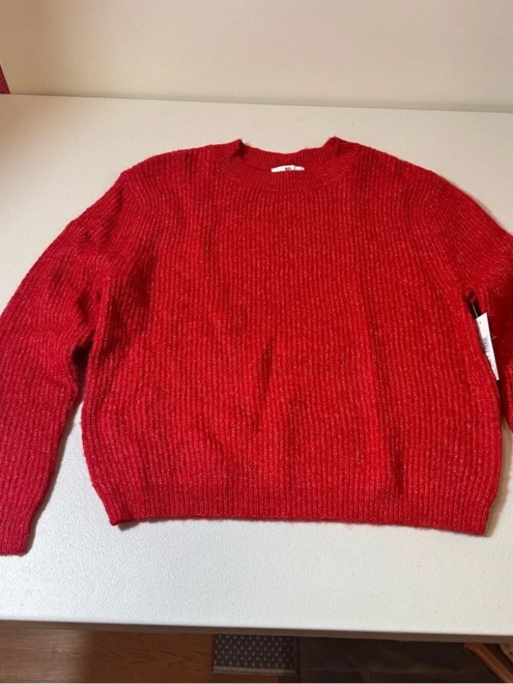BP Sweater Women's XS Marled Crew Neck Long Sleeve Drop Shoulder Red